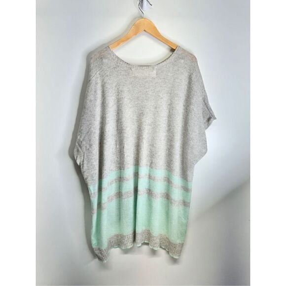 Golden Sun Cashmere Pullover Poncho Gray Turquoise Low Crewneck Beach Oversized‎ - Picture 6 of 10
